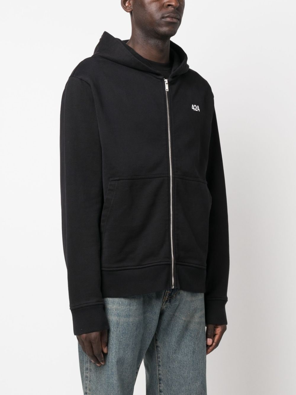 logo-print cotton hoodie - 4