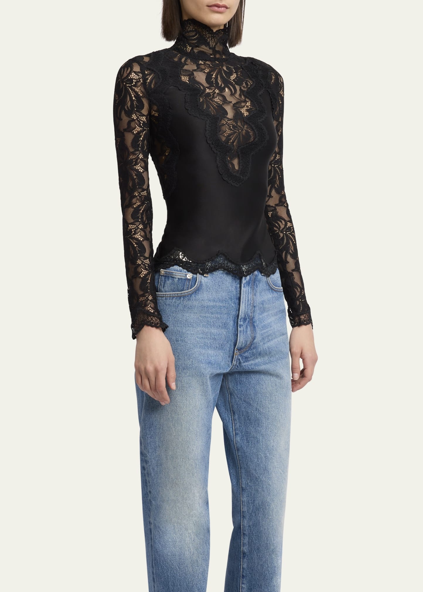 High-Neck Lace Blouse - 4