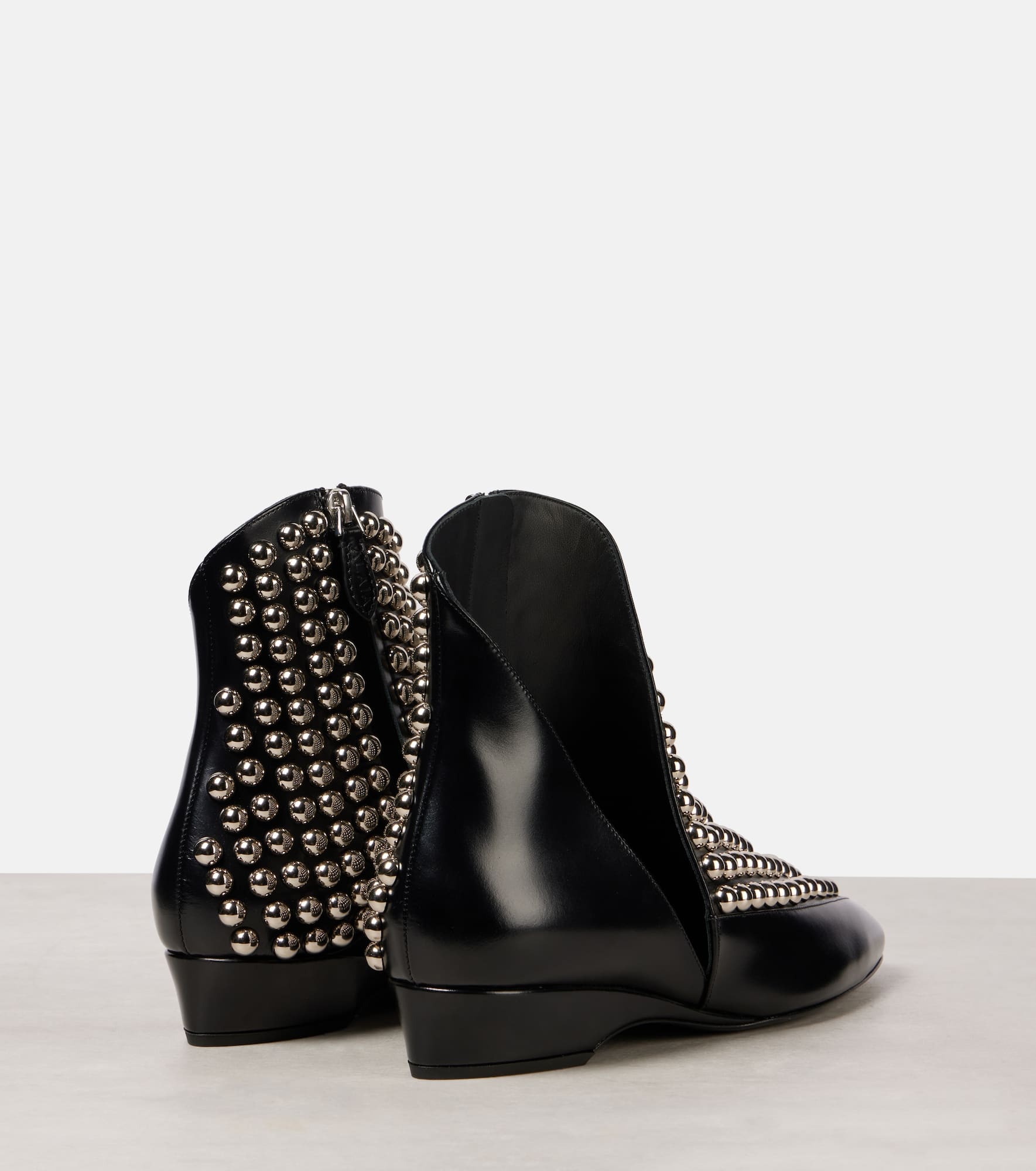 Studded leather ankle boots - 2