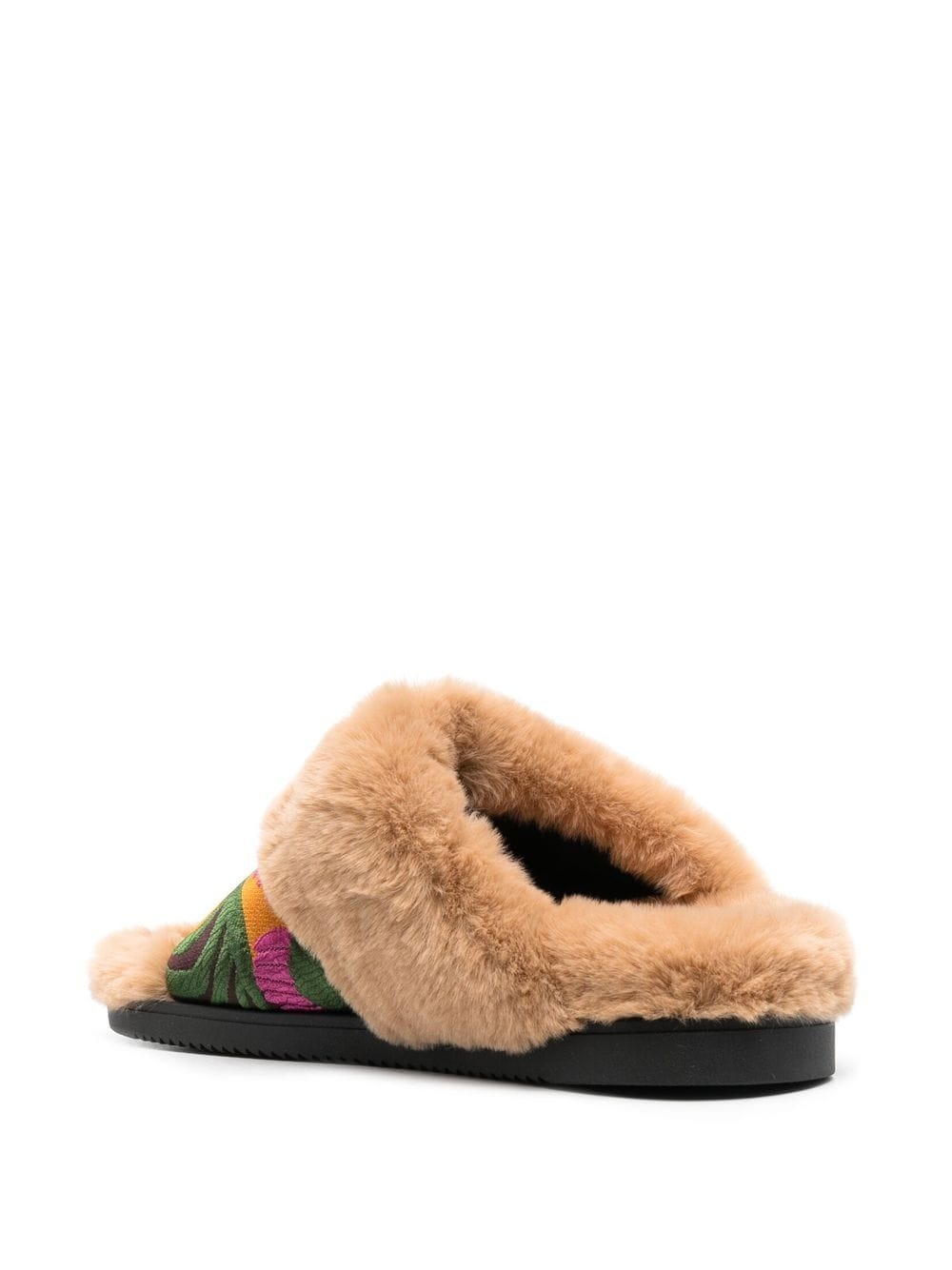 faux-fur floral strap slides - 3