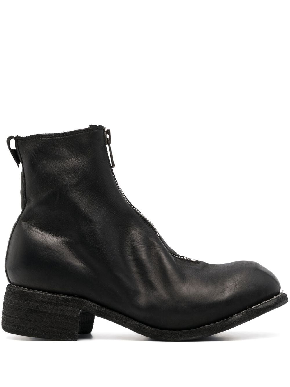 front-zip 50mm leather boots - 1