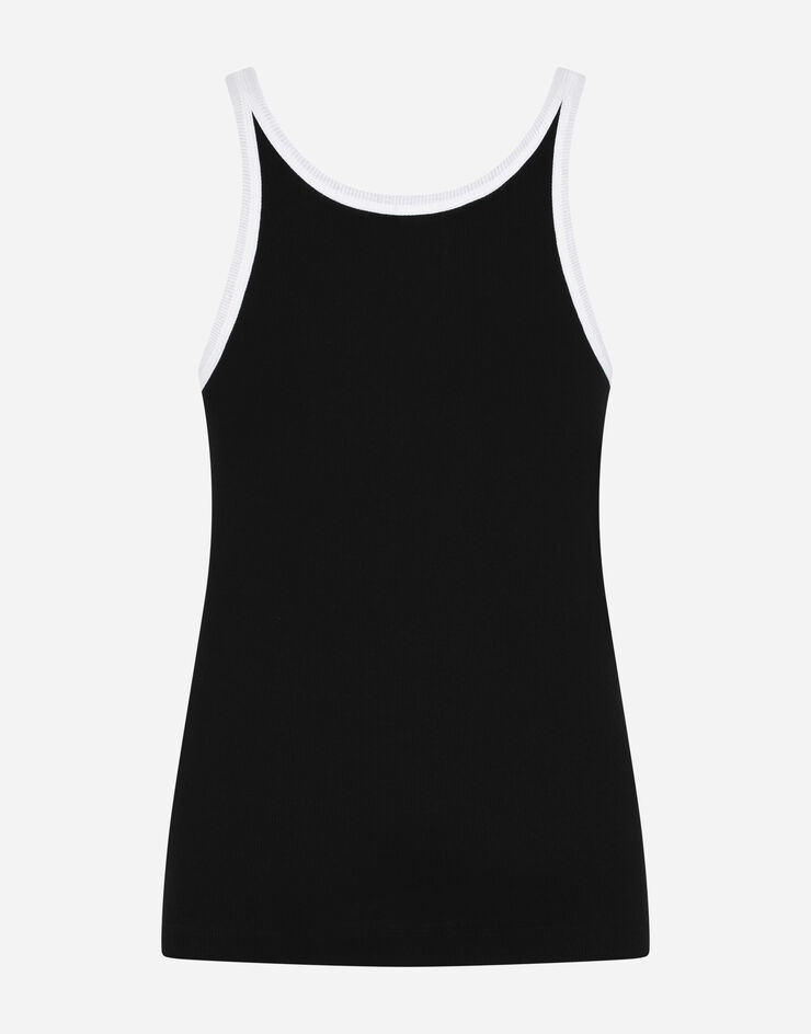 Fine-rib cotton singlet with DG patch - 3