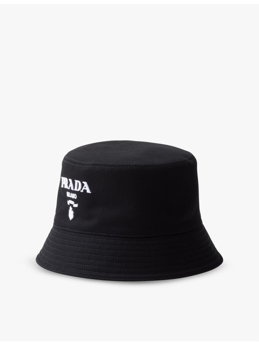 Branded wide-brim cotton bucket hat - 1