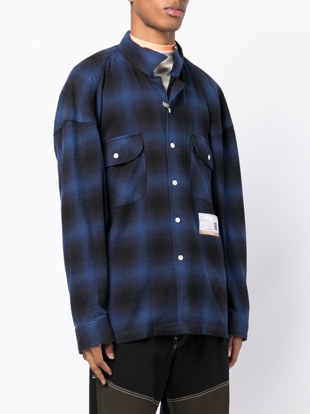 plaid-check oversized shirt - 3