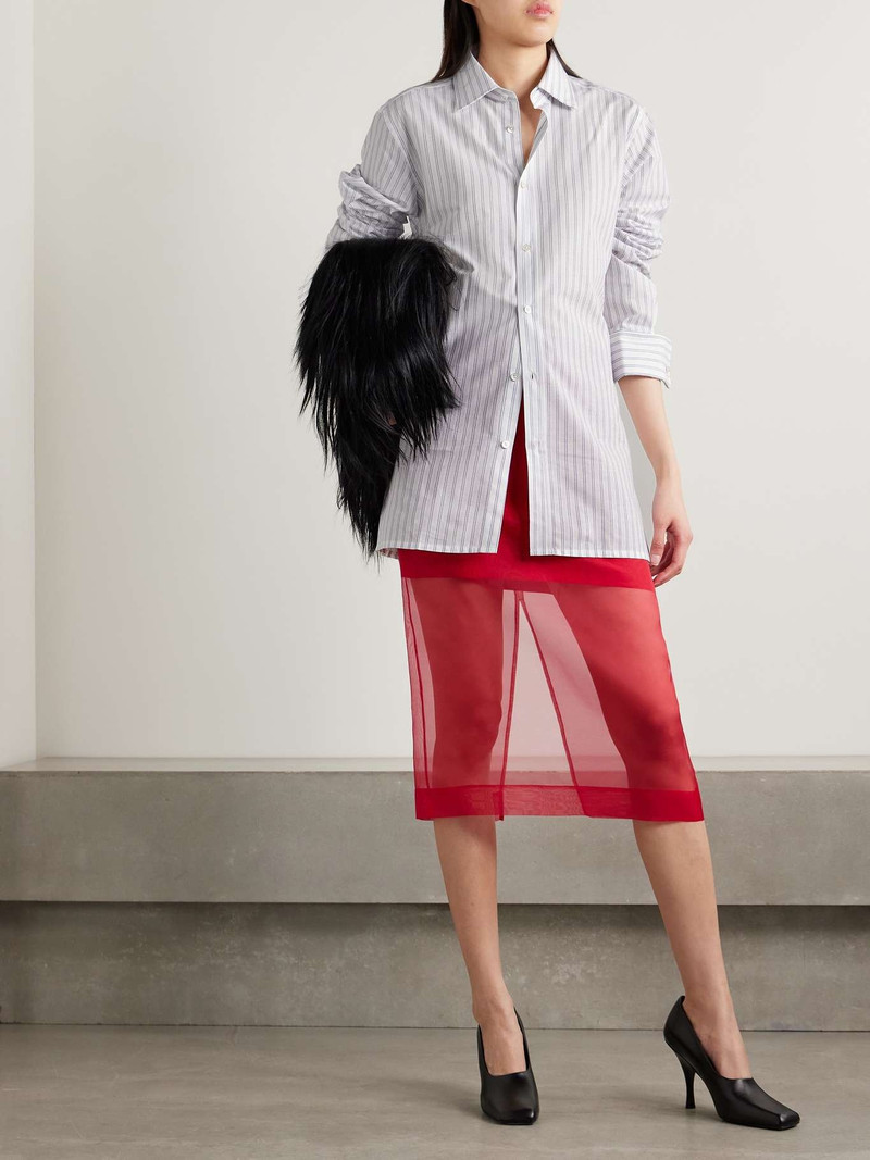 Maison Margiela Oversized striped cotton shirt White outlook