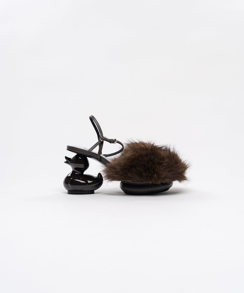 Duck Heel Fur Sandals 8