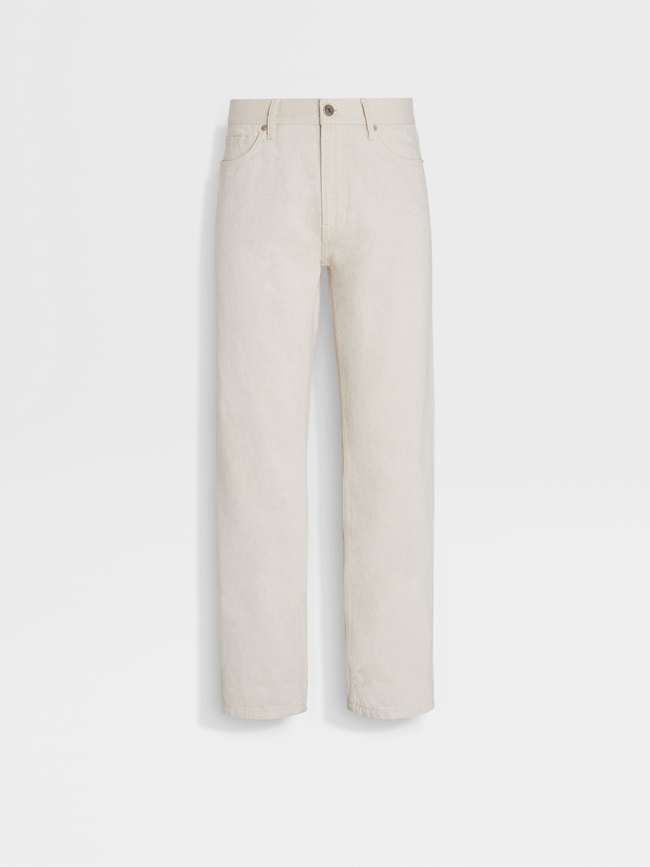 OFF WHITE COTTON AND HEMP ROCCIA JEANS - 1