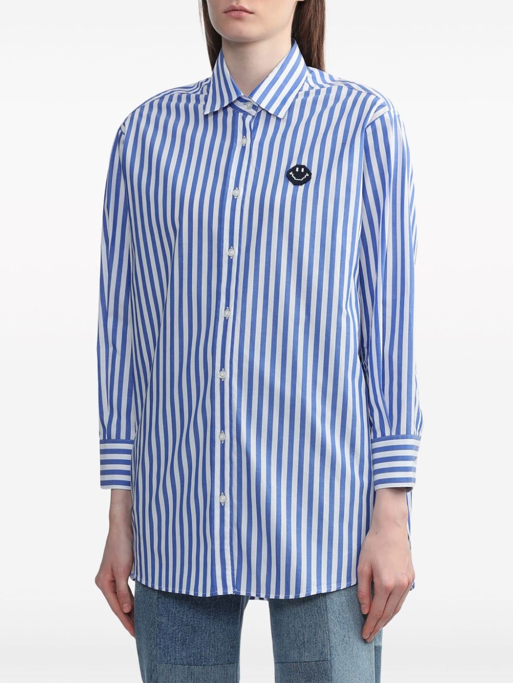 smiley-motif striped shirt - 3