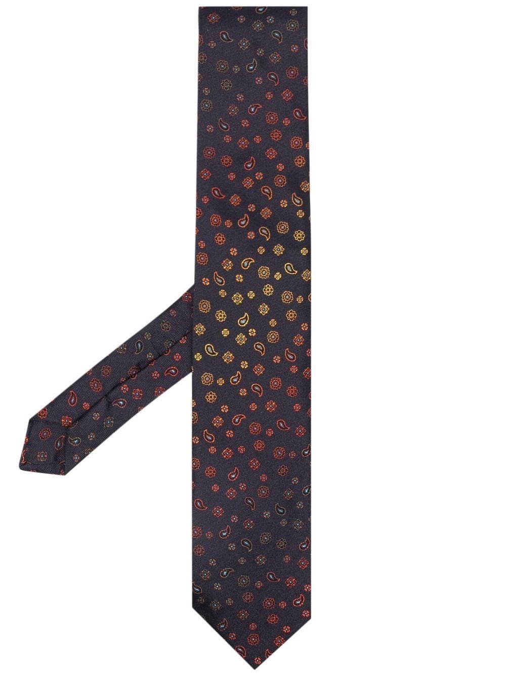 floral paisley silk tie - 1