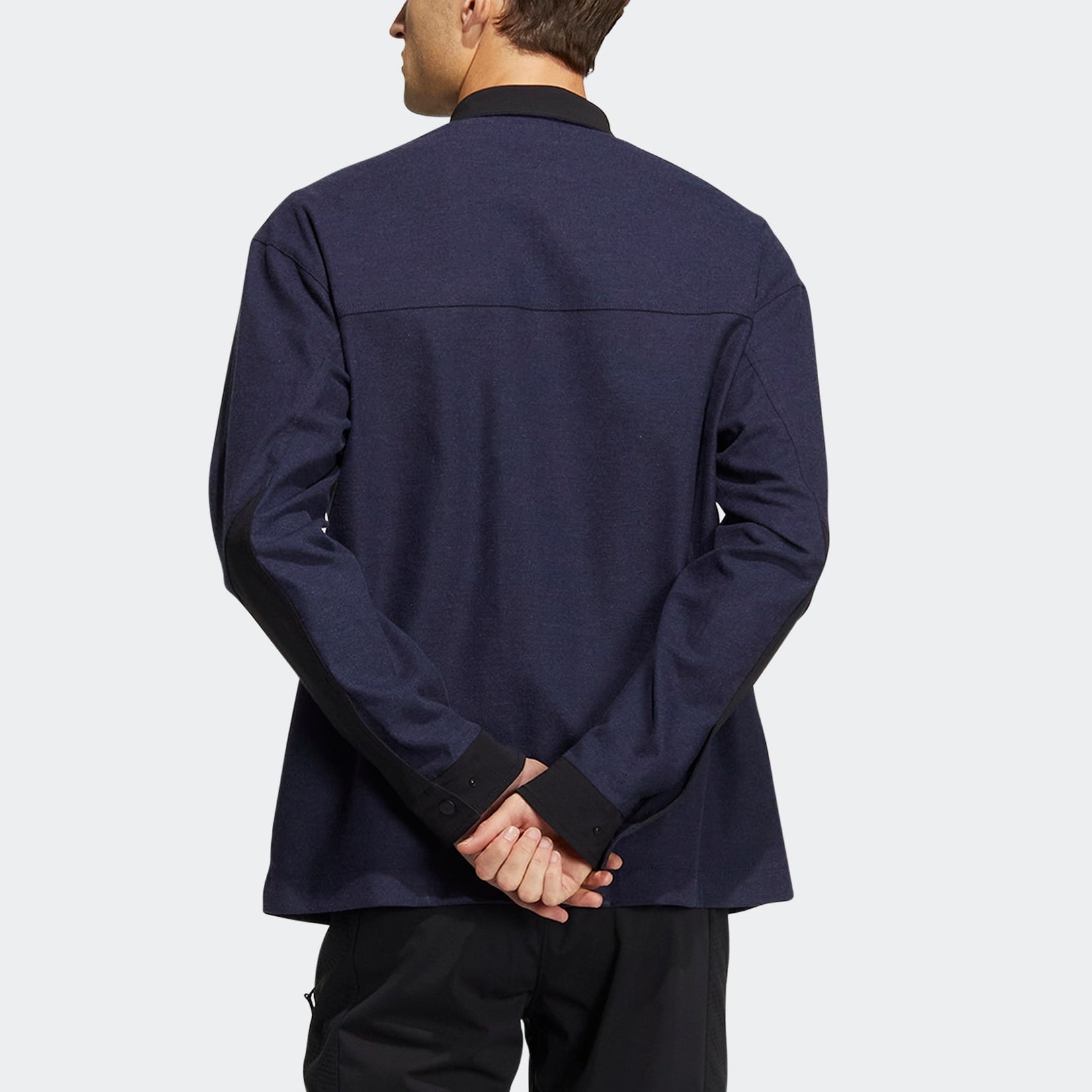 Men's adidas Terrex Voyg Ls s Solid Color Chest Zipper Pocket Detail Long Sleeves Navy Blue Shirt HN - 3
