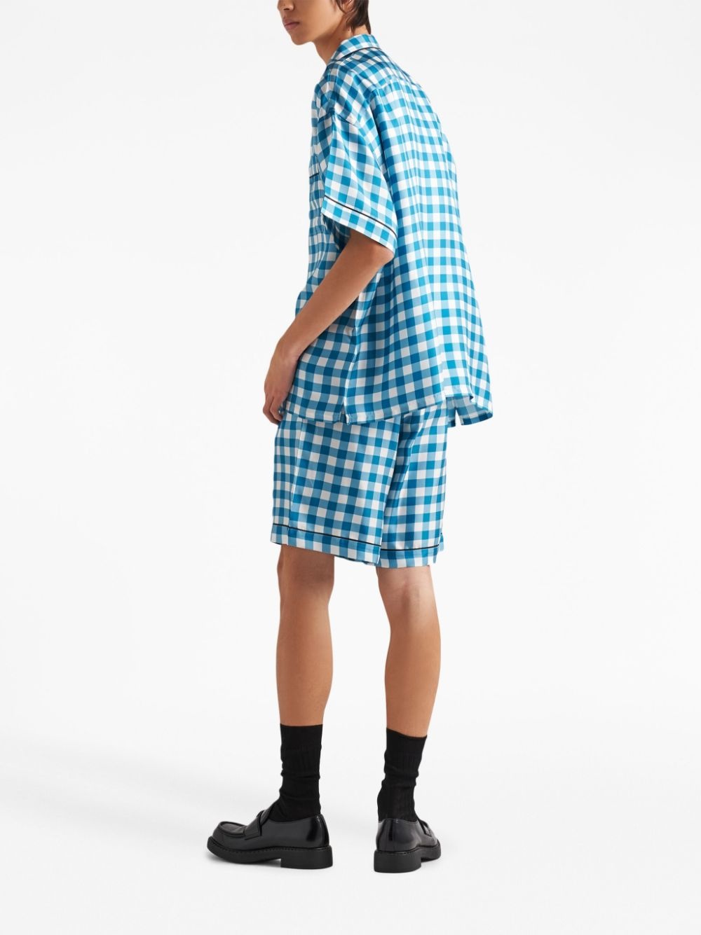 check-print silk Bermuda shorts - 3