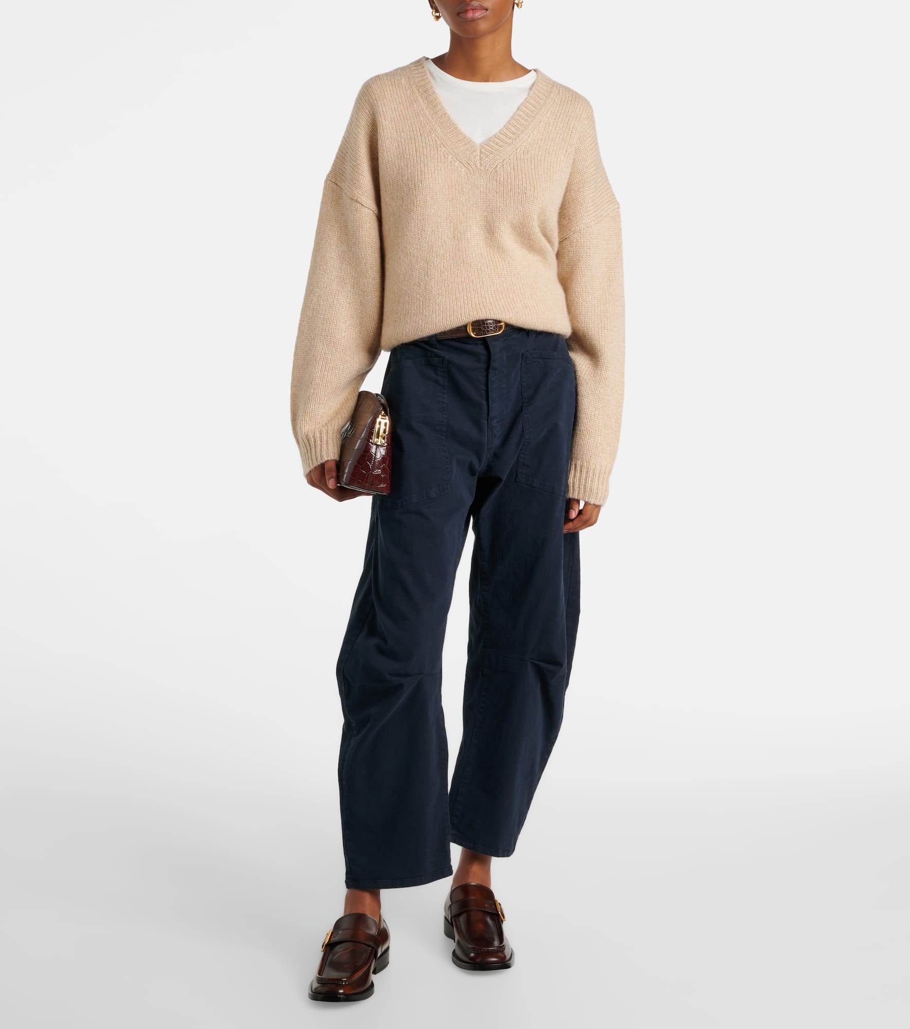 Shon cotton twill barrel-leg pants - 2