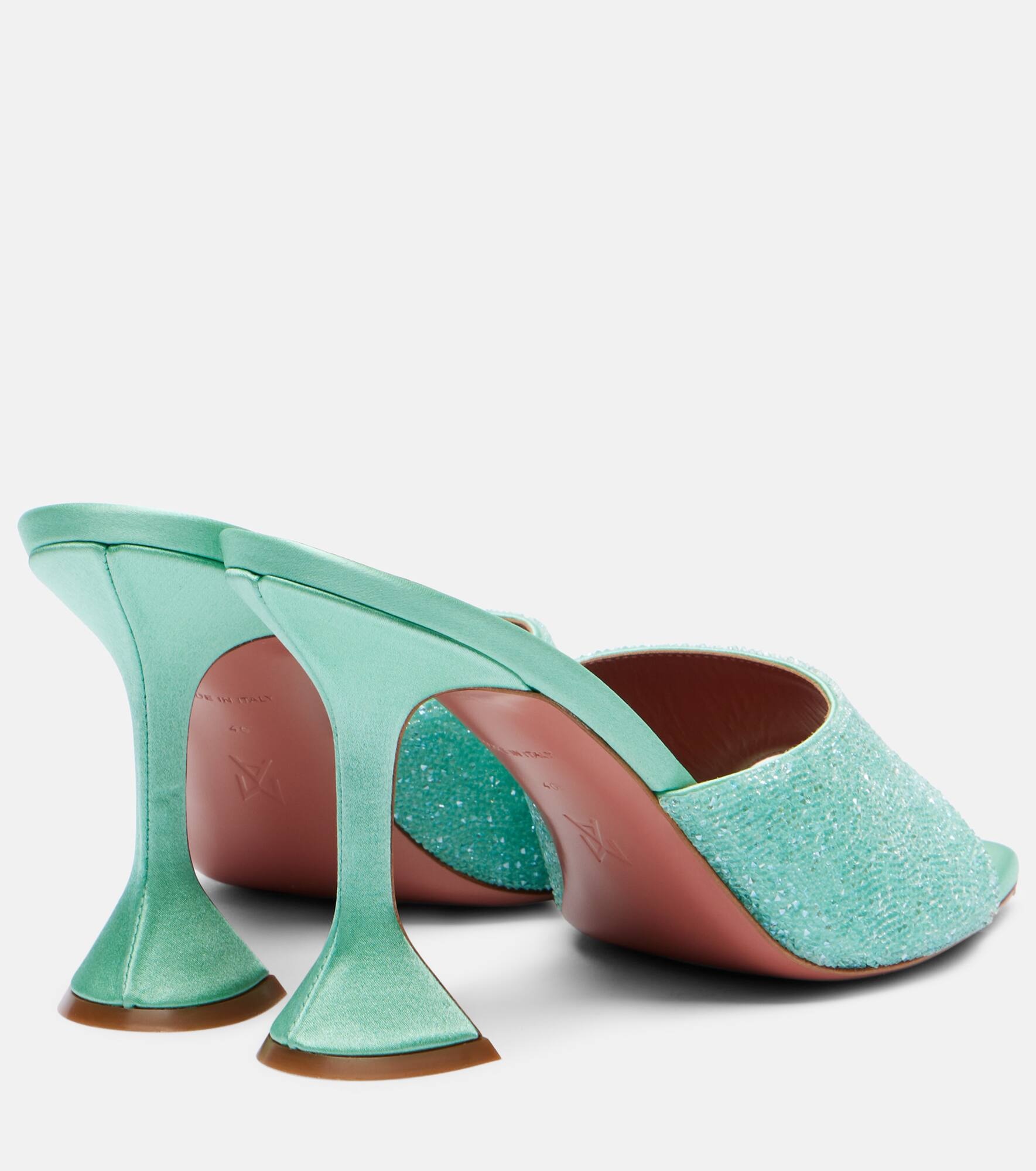 Lupita 95 crystal-embellished satin mules - 2