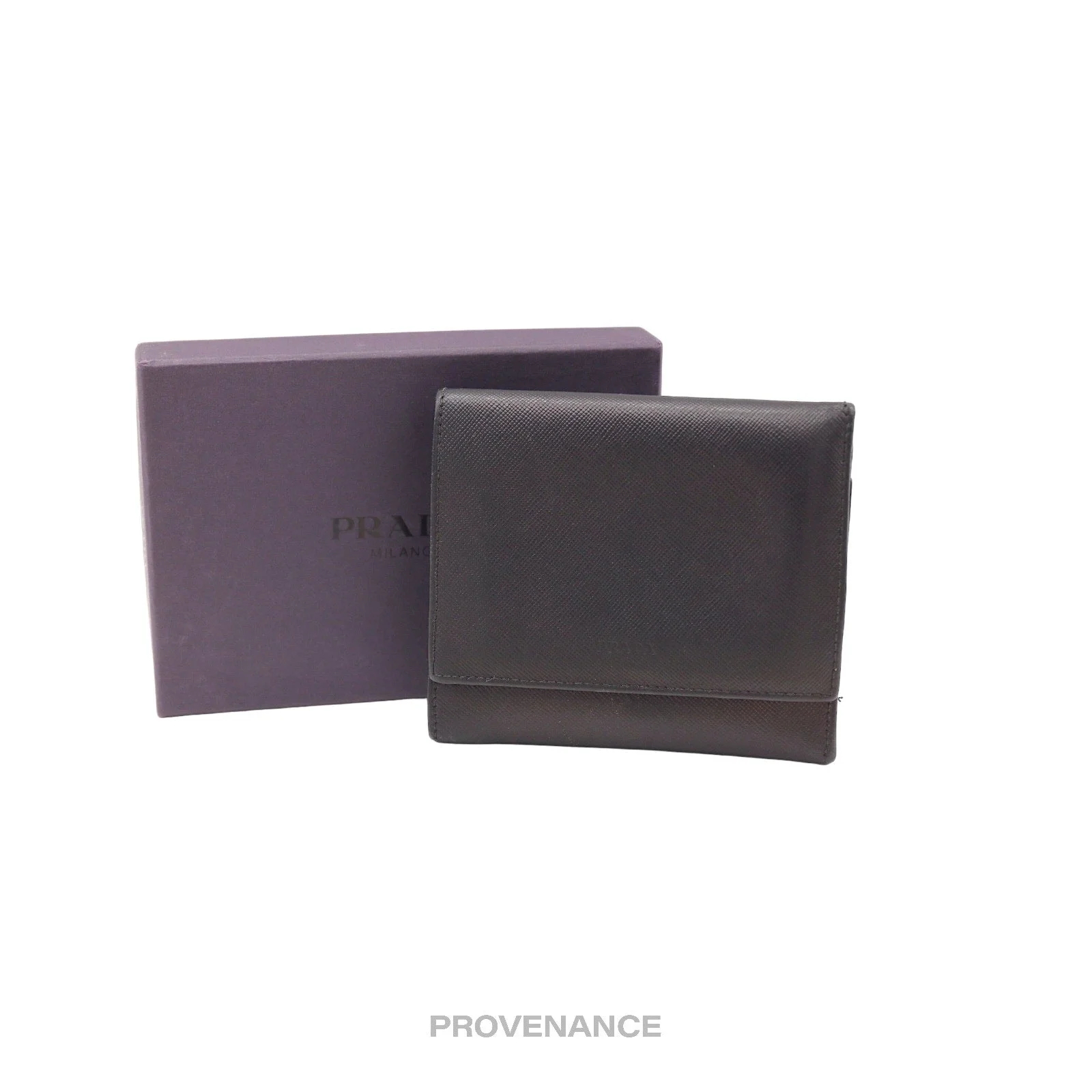 Prada Trifold Wallet - Black Saffiano Leather - 1