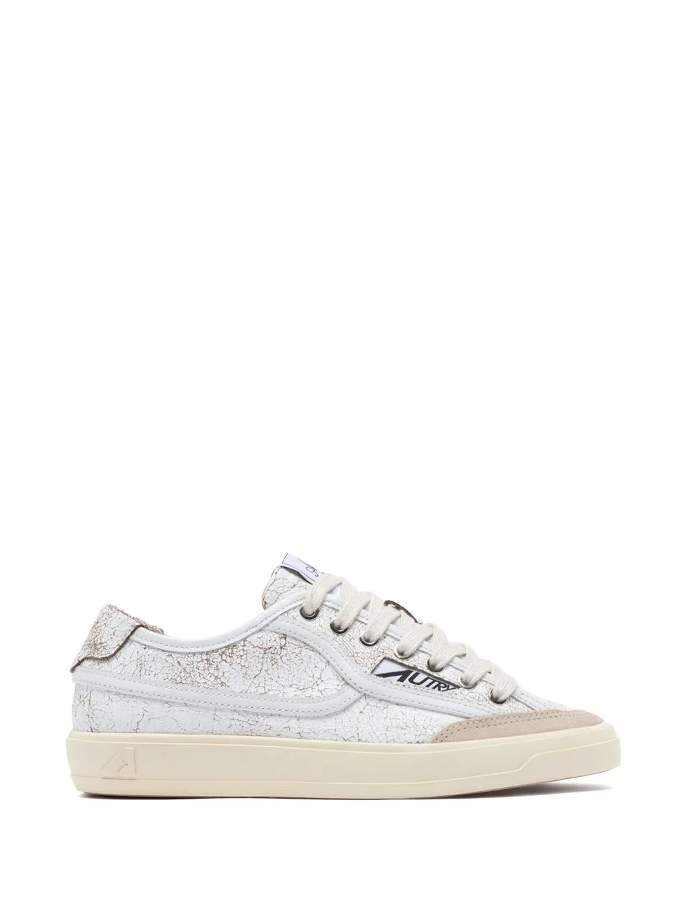 crack-effect leather sneakers - 1