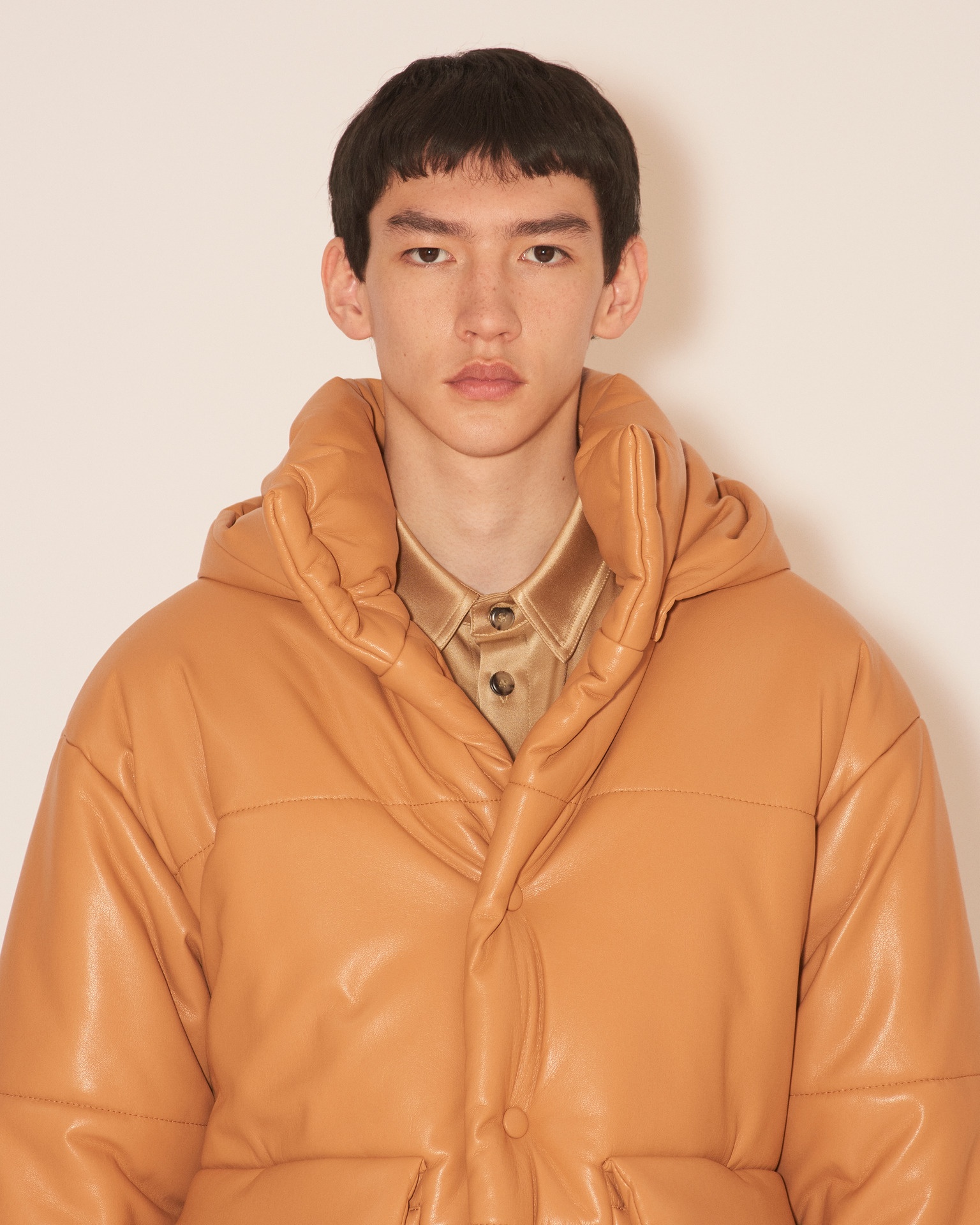 HIDE MENS - OKOBOR™ alt-leather hooded puffer - Tan - 5