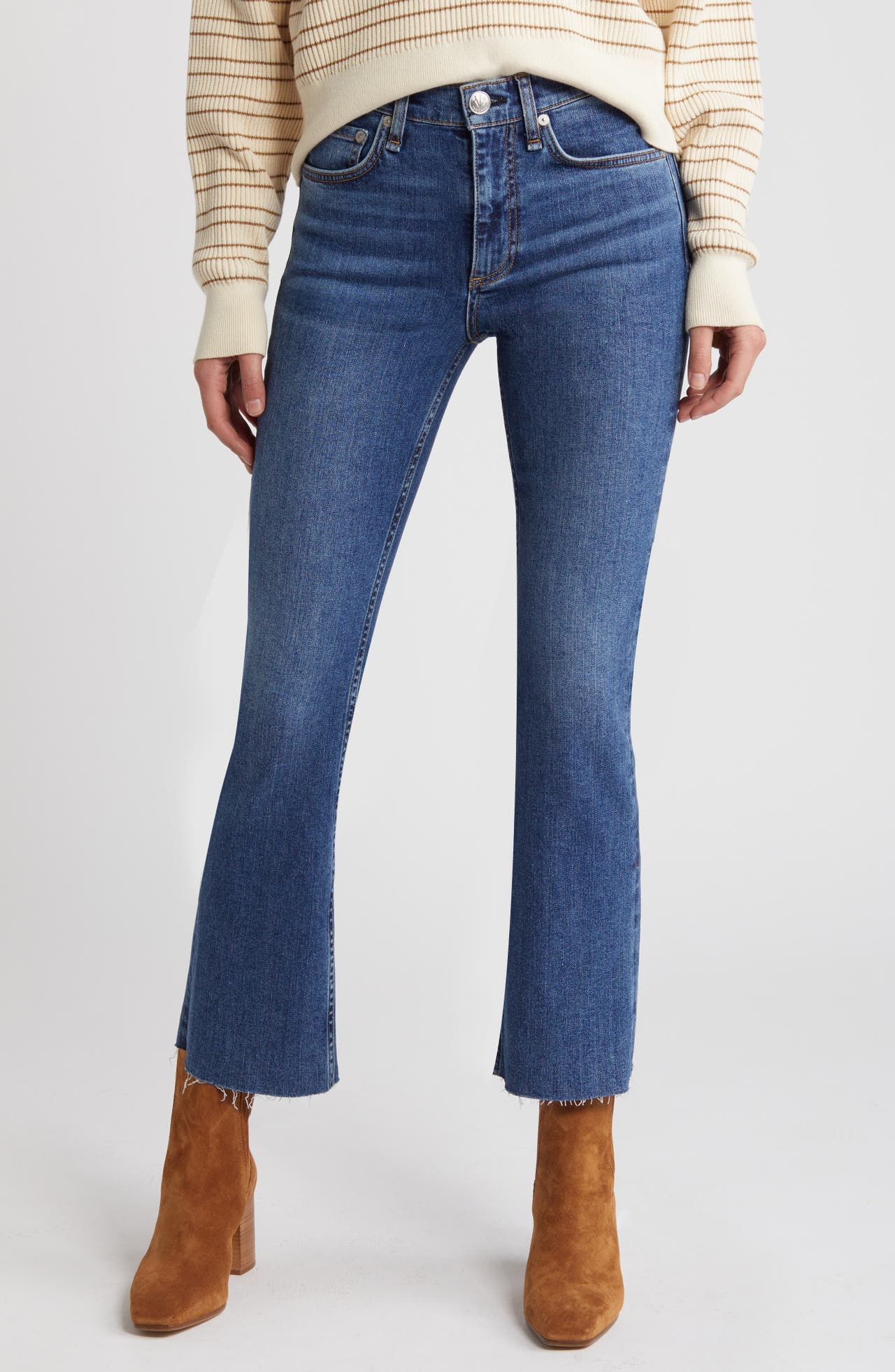 rag & bone Peyton Raw Hem Mid Rise Ankle Bootcut Jeans in Kenzie at Nordstrom - 1