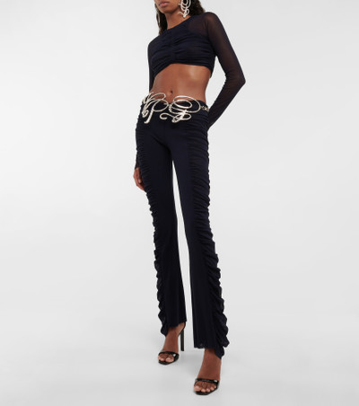 Jean Paul Gaultier Ruched low-rise skinny mesh pants outlook