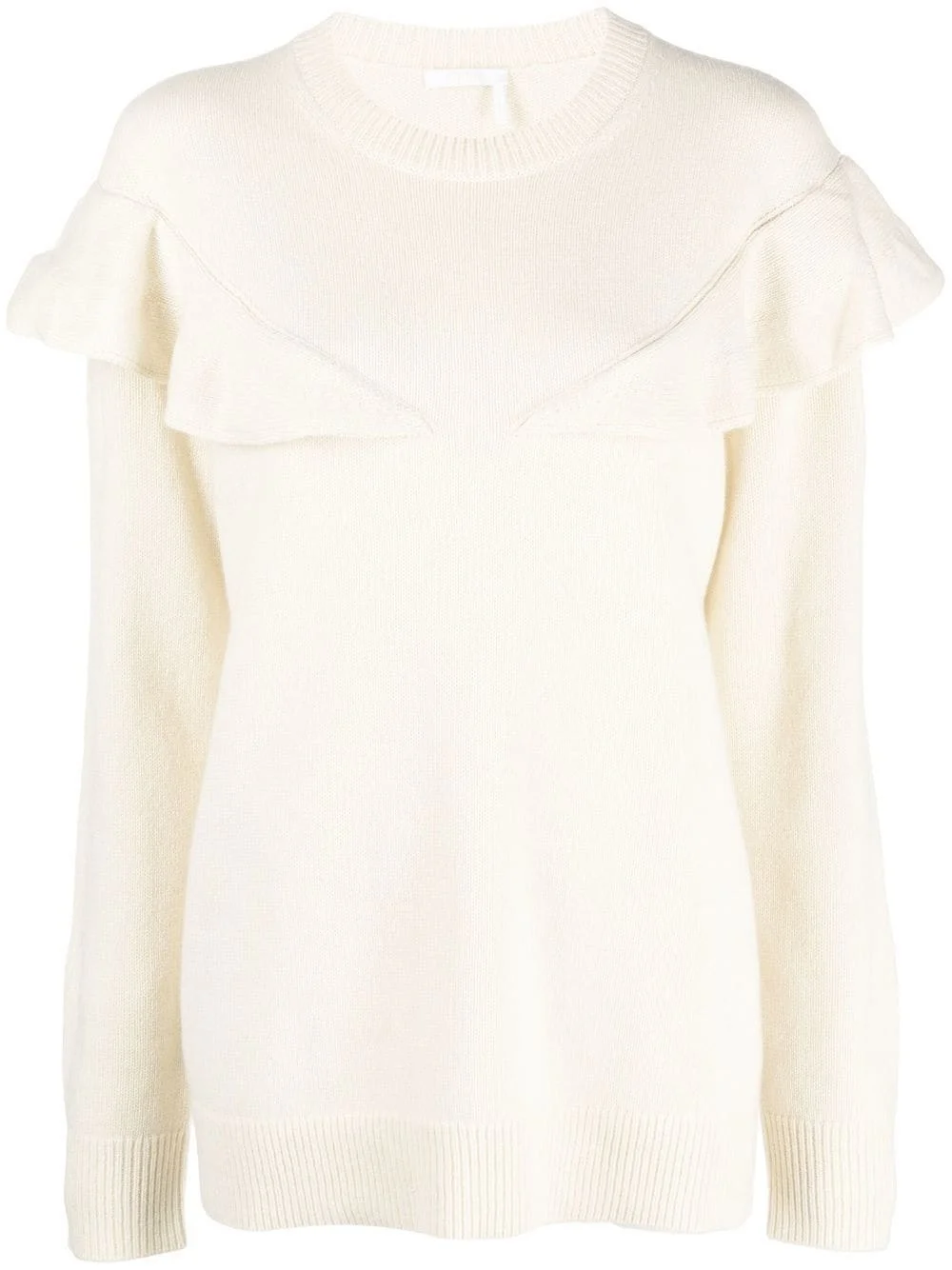 ruffle-trim cashmere jumper - 1