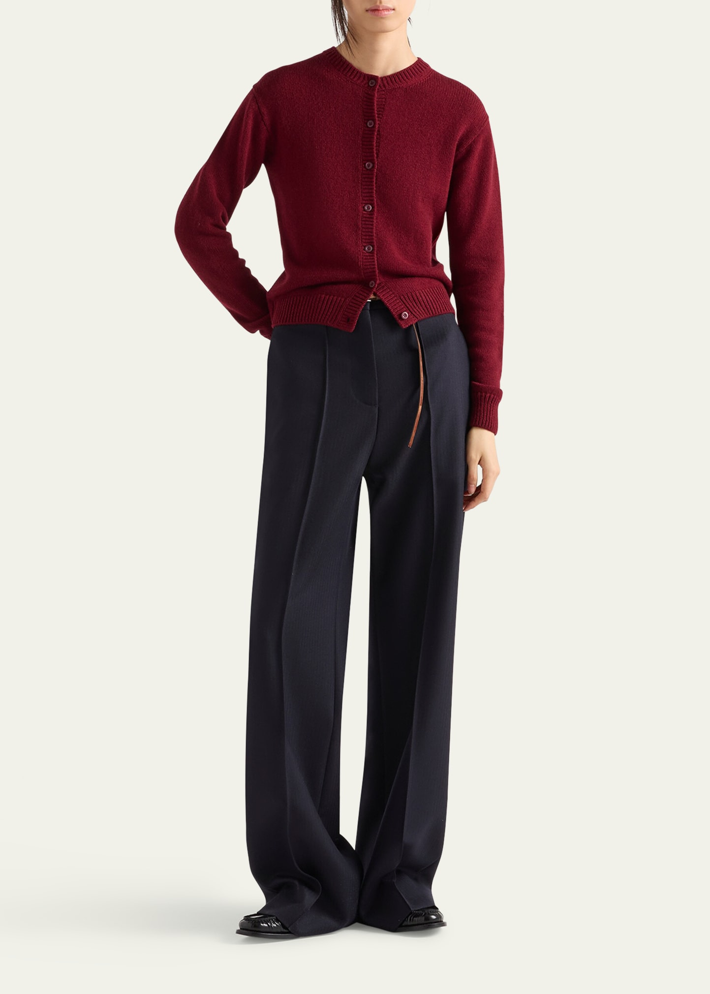 Cashmere Crewneck Cardigan - 2