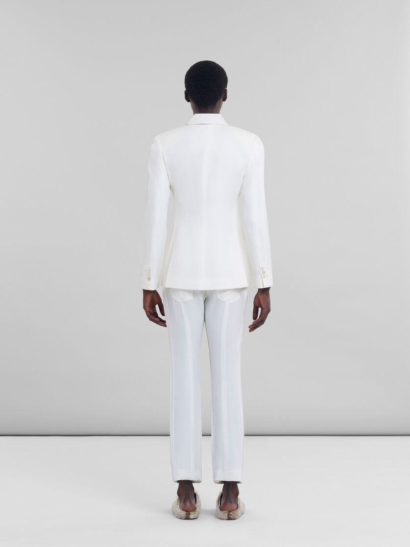 WHITE WOOL AND COATED FABRIC BLAZER - 3