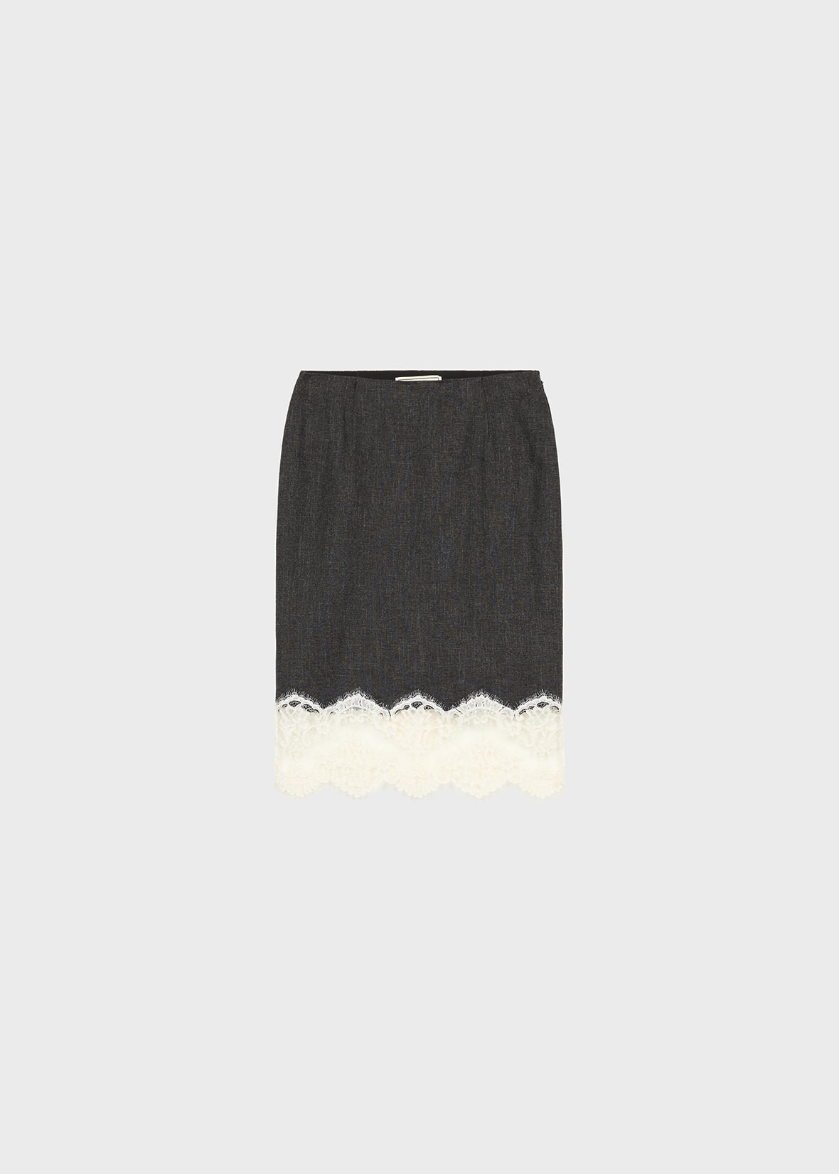 MIDI SKIRT IN GRISAILLE WITH LACE DETAIL - 1
