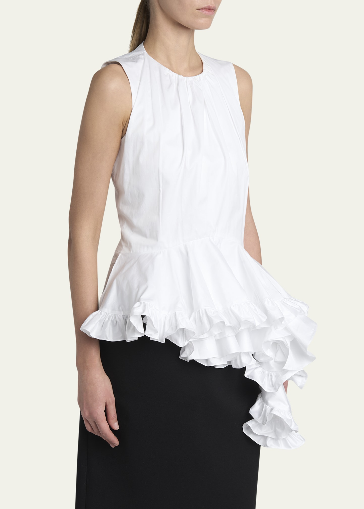 Asymmetric Ruffled Peplum-Hem Blouse - 4