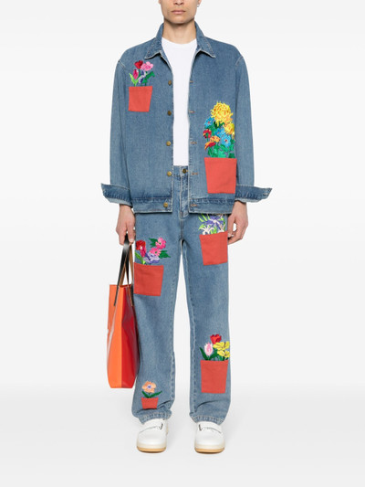 KidSuper flower-pots embroidered tapered jeans outlook