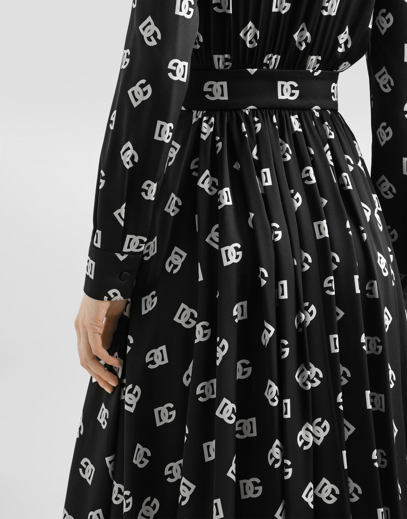 Charmeuse calf-length dress with all-over DG print 6