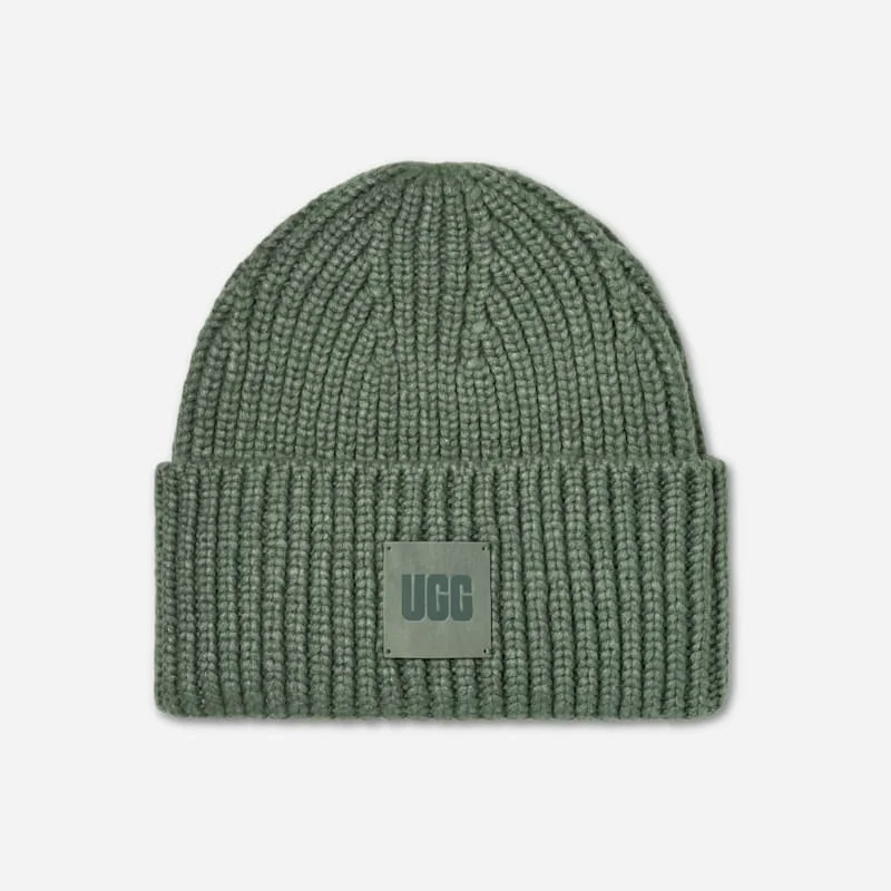 ® Men's Chunky Rib Beanie Polyester Blend in Green Stone - 1