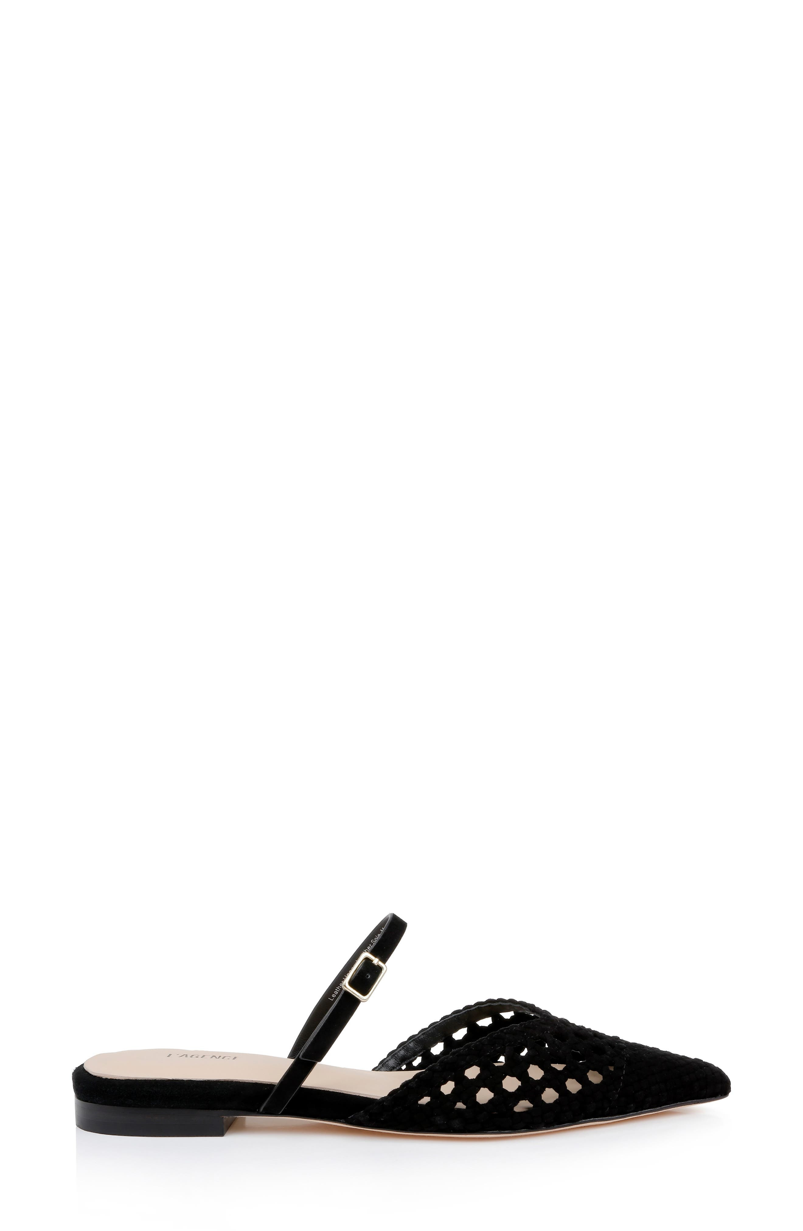 L'AGENCE Jacklyn Mary Jane Pointed Cap Toe Mule in Black Suede at Nordstrom - 3