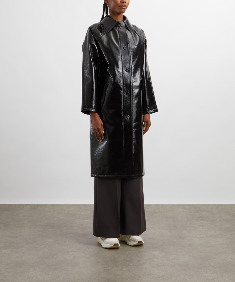 KASSL Editions Original Hip Lacquer Wool Black Coat outlook