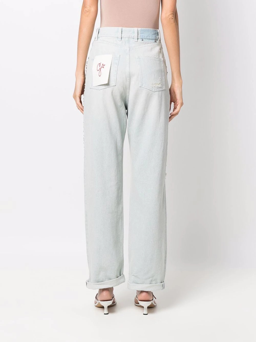 Kim cabochon-crystal bleached jeans - 4