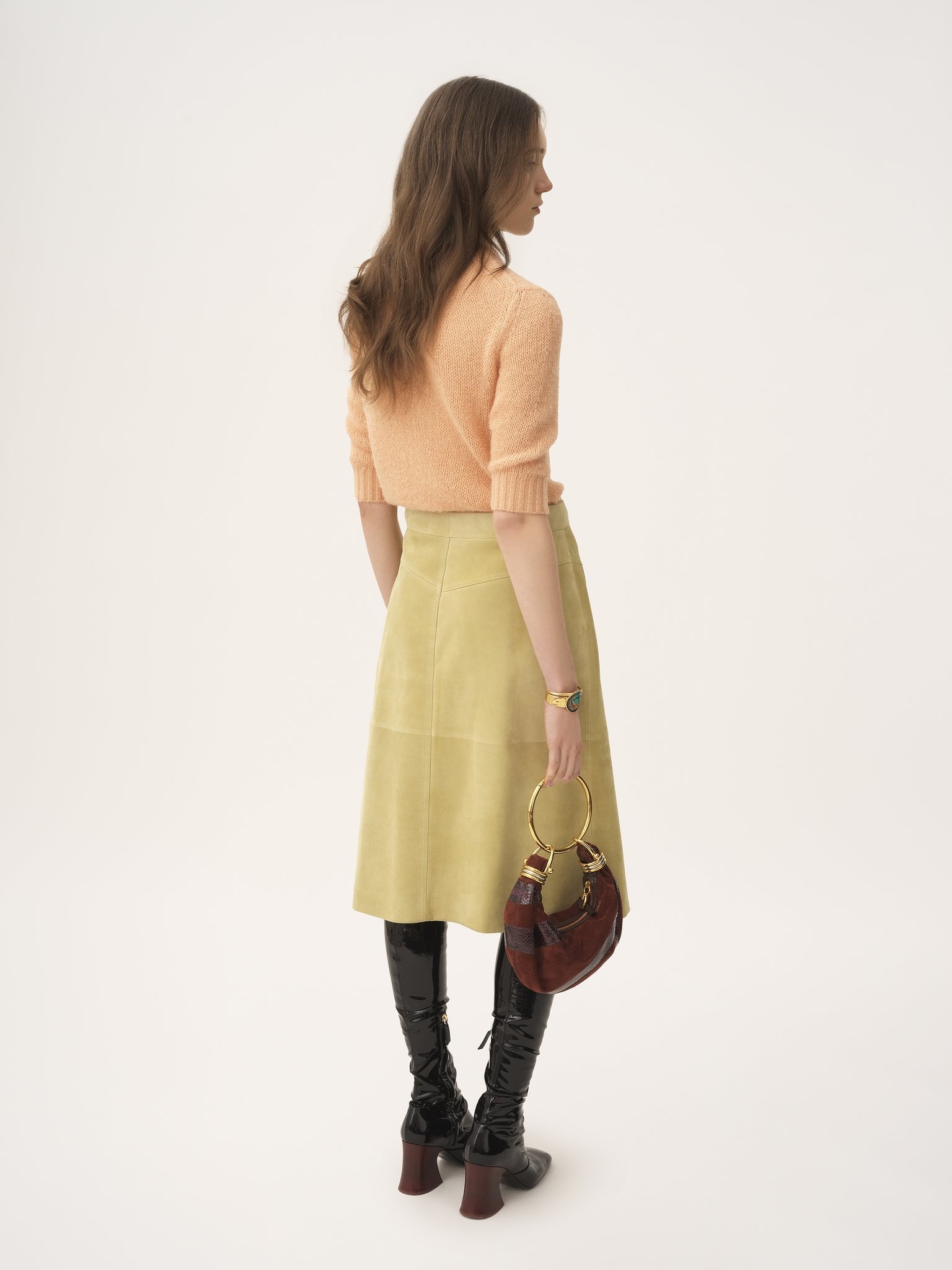 ELBOW-SLEEVE LOGO SWEATER IN ALPACA WOOL & SILK KNIT - 5