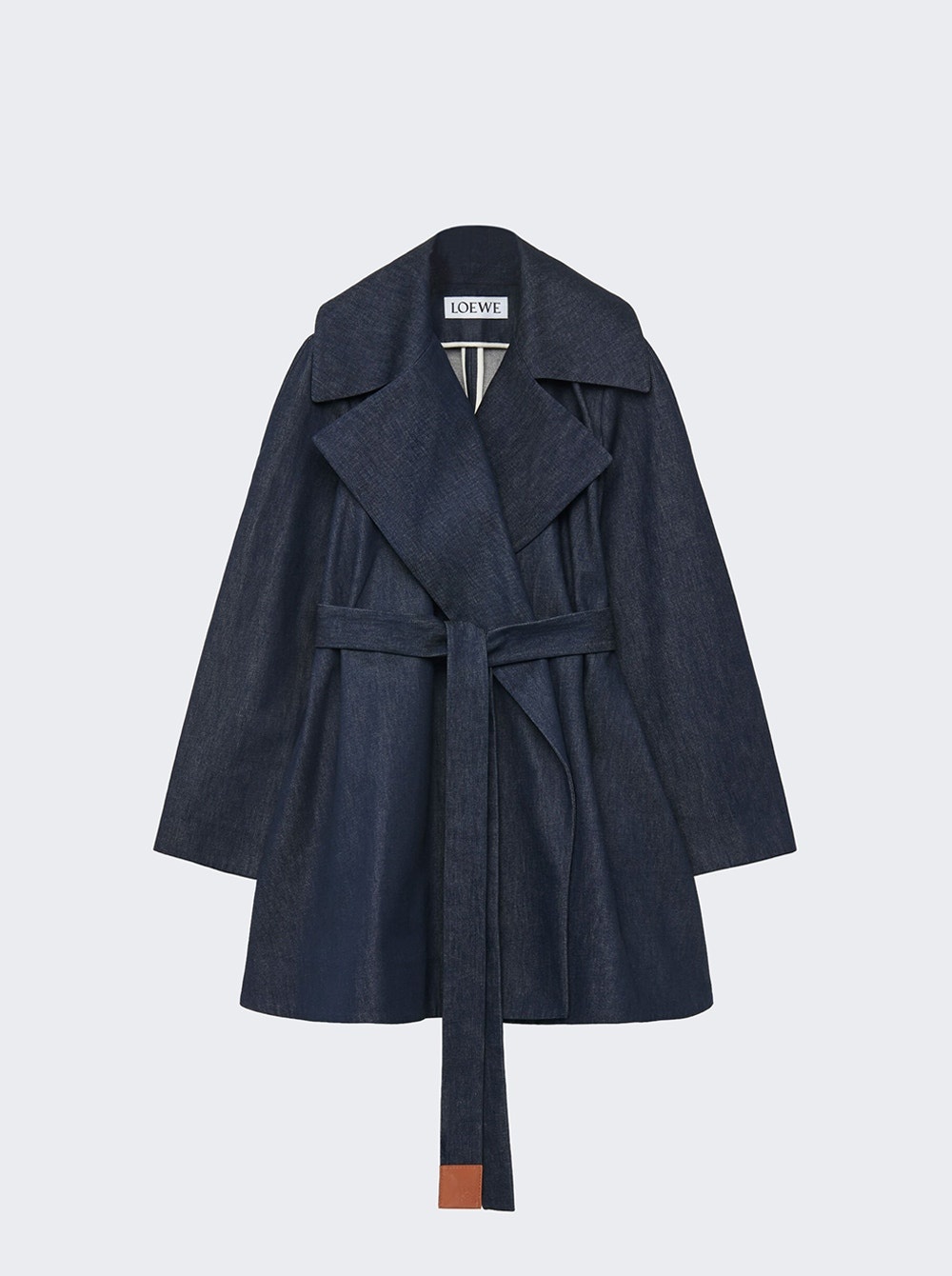 Trapeze Belted Coat Raw Denim Blue - 1