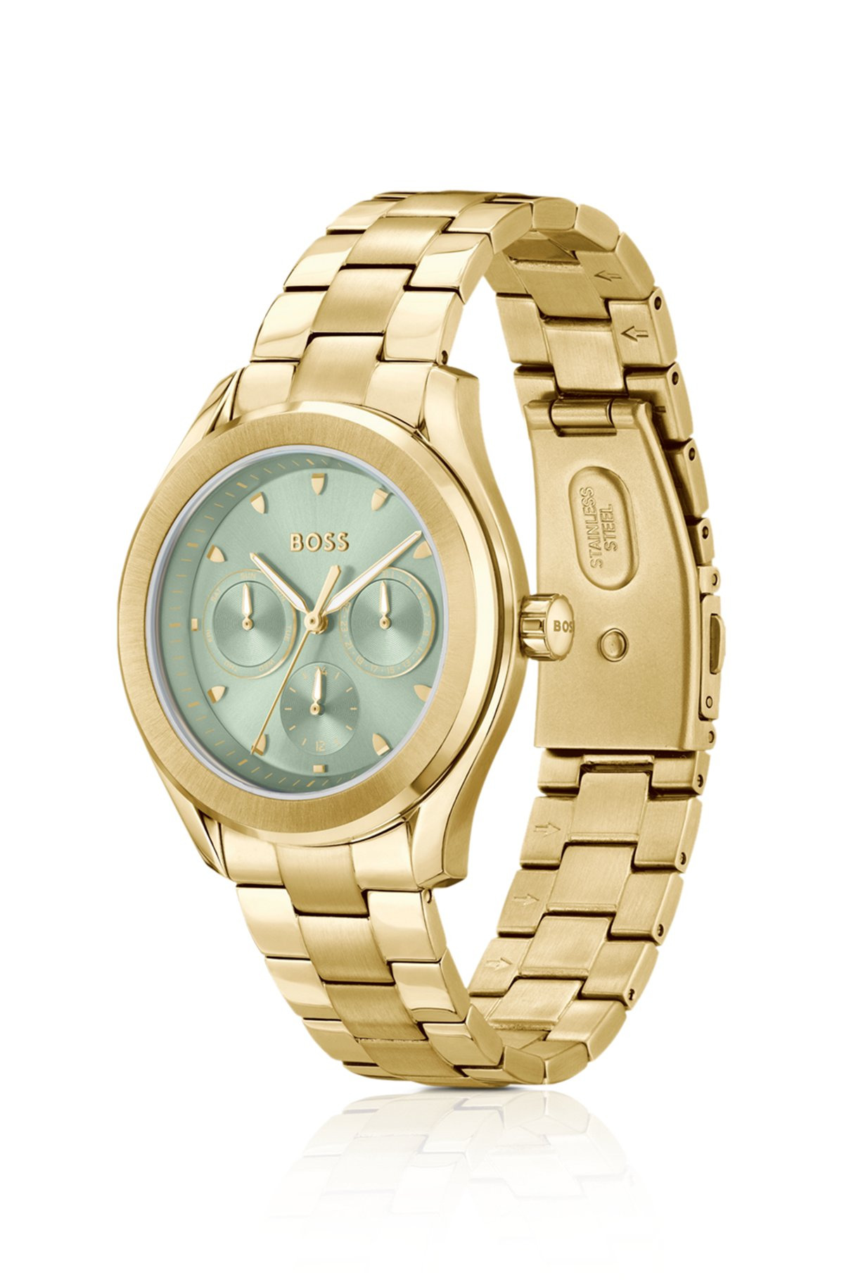 LINK-BRACELET WATCH WITH BRUSHED GREEN DIAL - 2