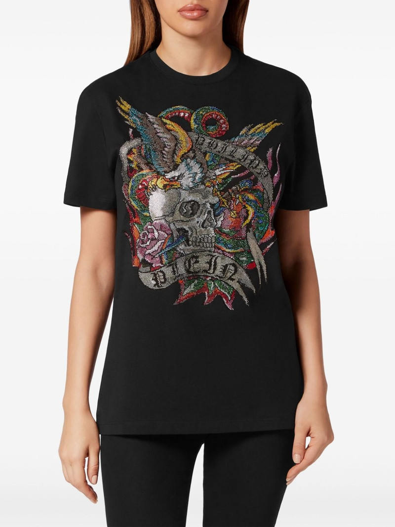 crystal-embellished tattoo-print T-shirt 3