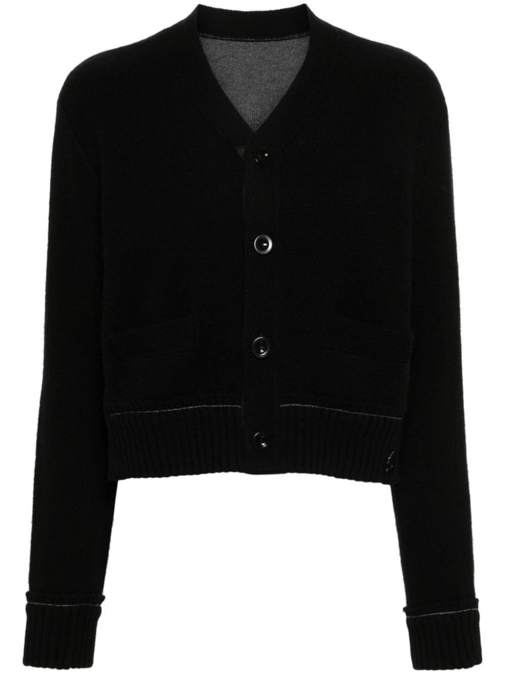 V-neck ribbed-knit cardigan - 1