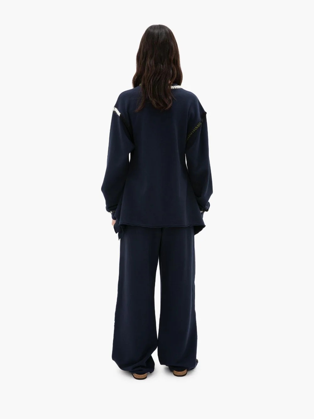 WIDE LEG CONTRAST STITCH TRACK PANT - 4