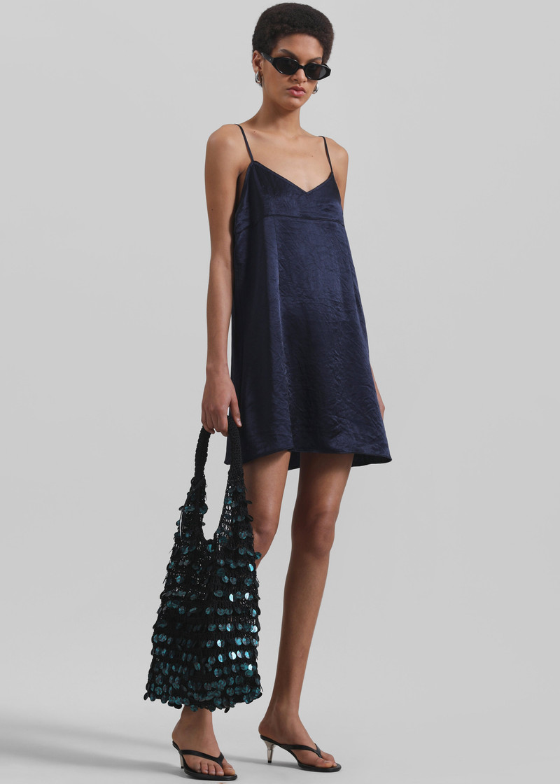 Elma Satin Mini Dress - Navy 4