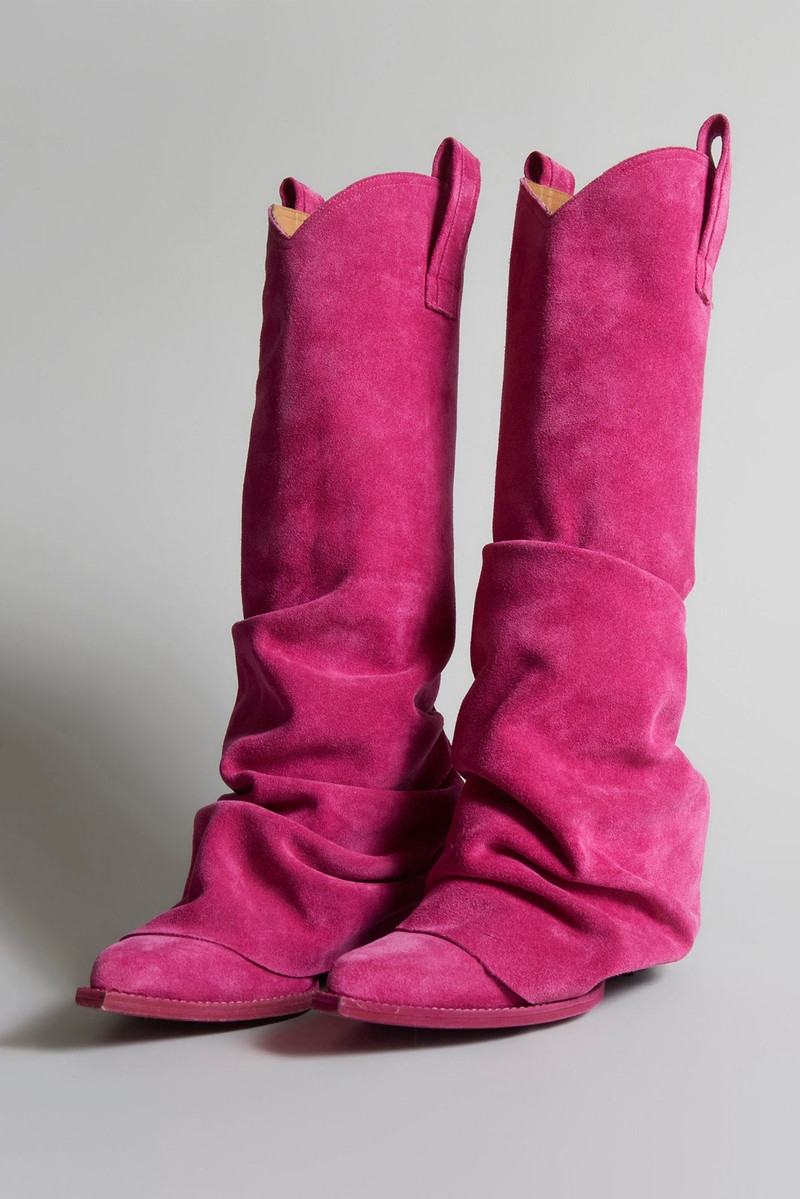 MID COWBOY BOOTS - PINK SUEDE 1