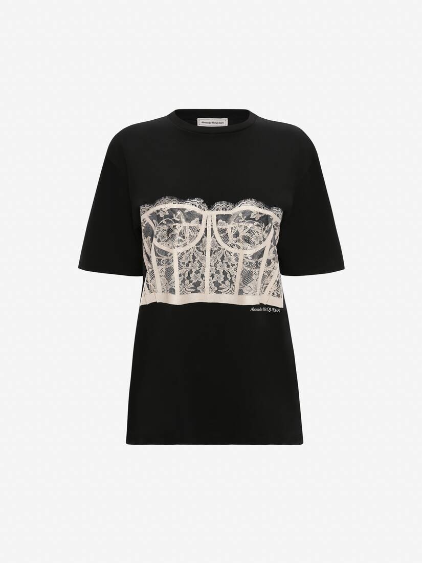 ★【ALEXANDER MCQUEEN】★LACE CORSET SHORT SLEEVE T SHIRT★ MUSINSA | ALEXANDER McQUEEN Lace corset short-sleeved T