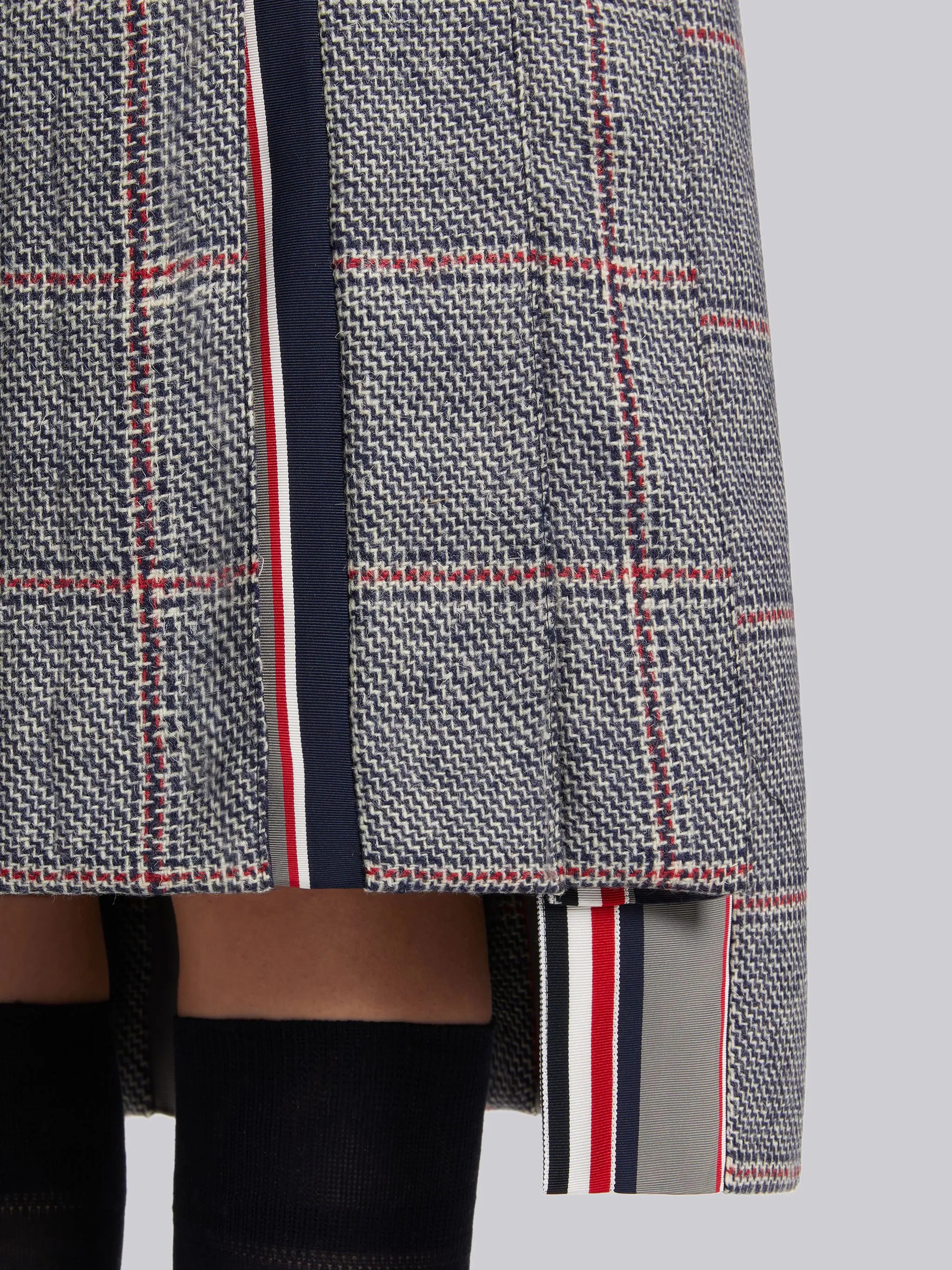 Multicolor Step Twill Windowpane British Wool Stripe Mogador Pleat Grosgrain 4-Bar Dropped Back Belo - 5