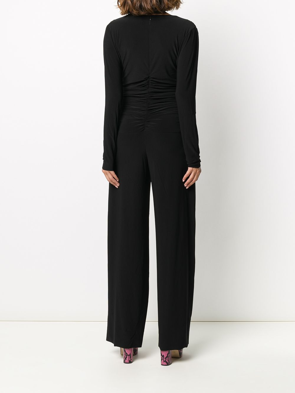 gathered wrap-front jumpsuit - 4