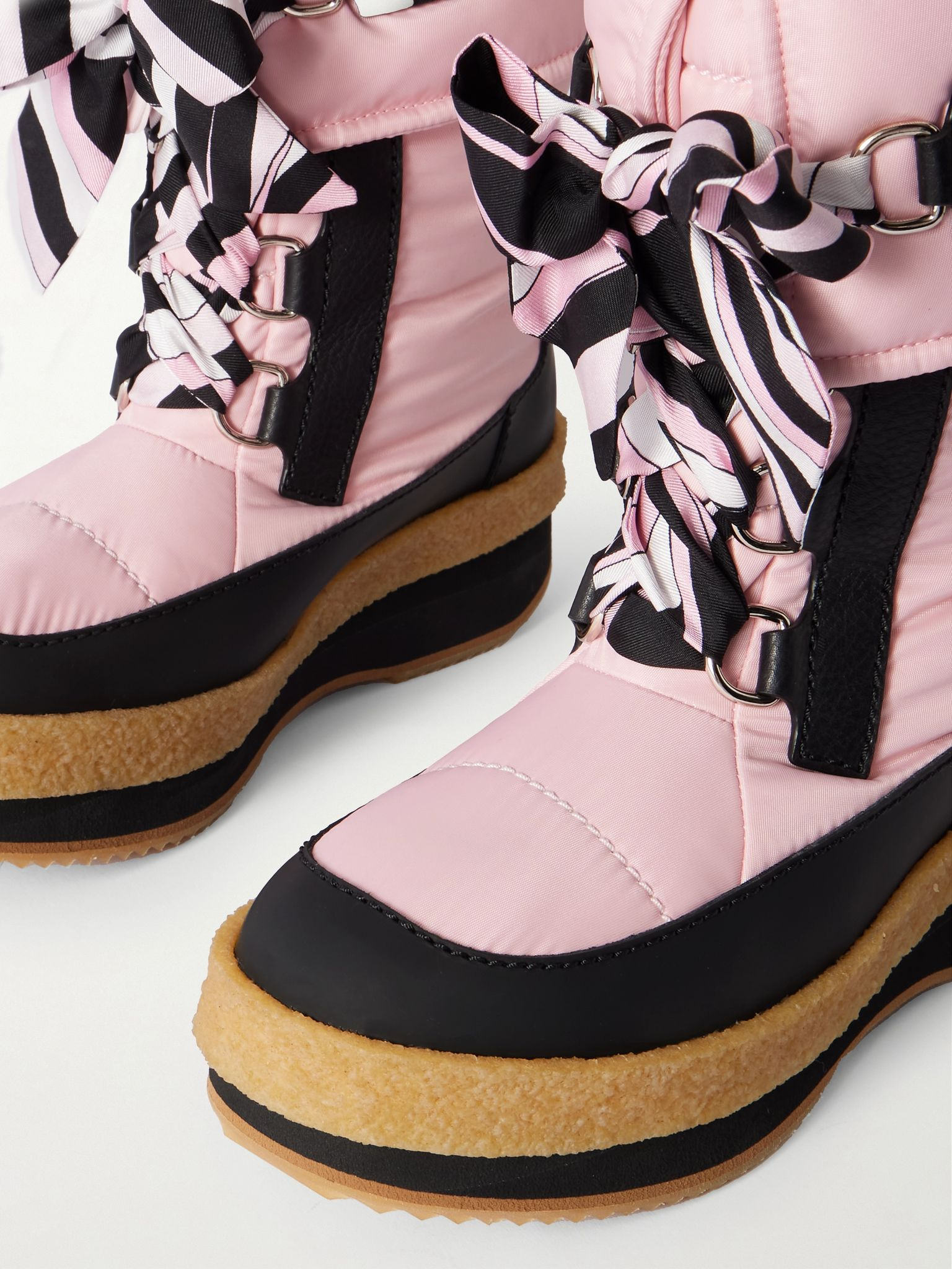 Logo-appliquéd silk-twill trimmed shell snow boots Pink - 4