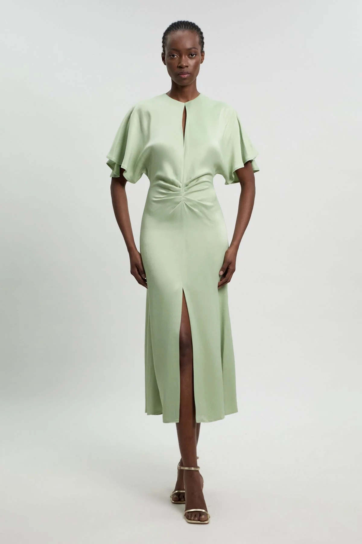 Viscose Satin Crepe Woven Maxi Dress - 1