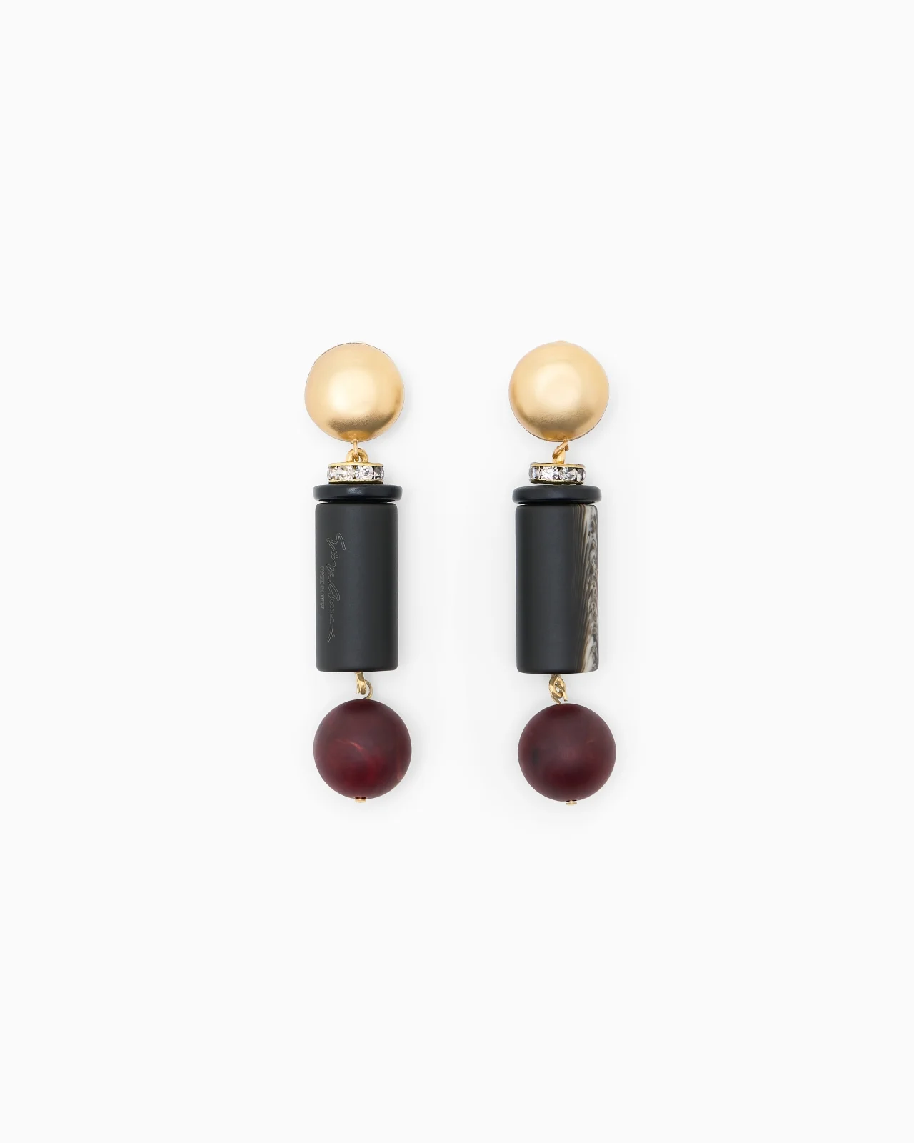 EARRINGS IN BRASS WITH METHACRYLATE AND GLASS - 1