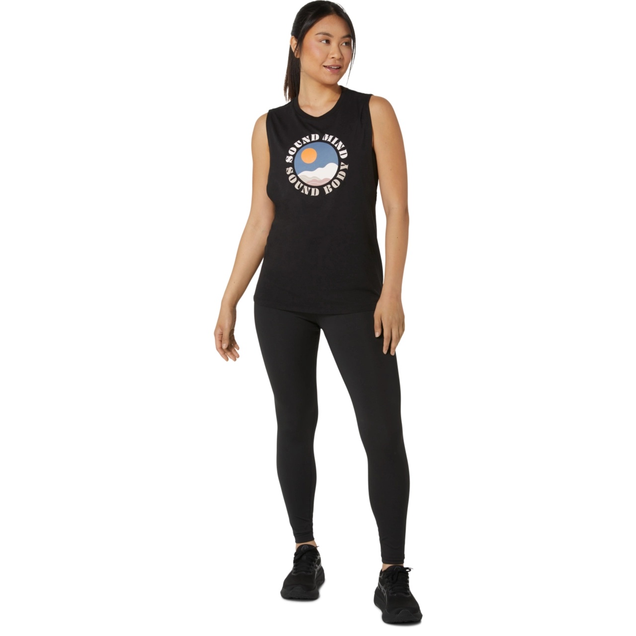 WOMEN'S ASICS SUN IN THE SKY SLOGAN MUSCLE TEE - 6
