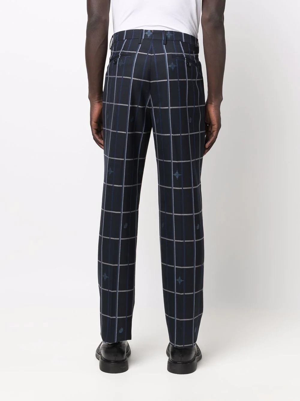 checked straight-leg tailored trousers - 4