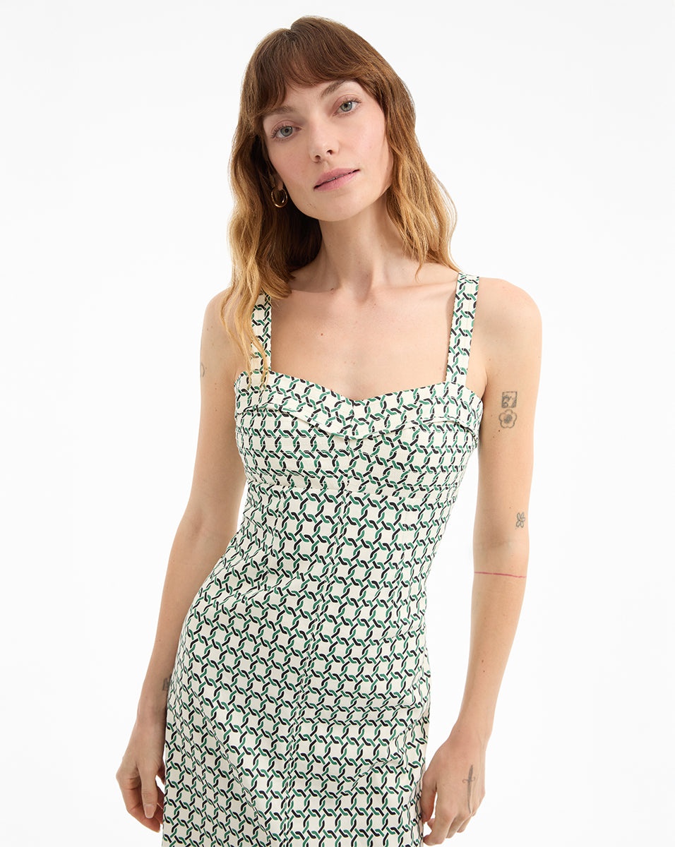 COLLEEN STRETCH-LINEN MIDI DRESS - 3